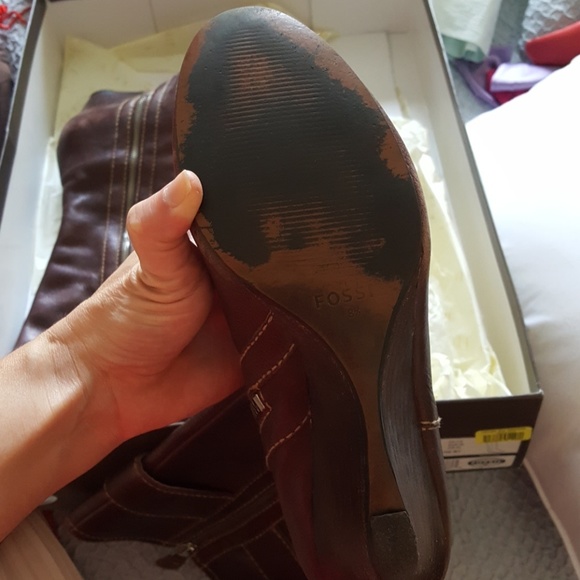 Brown Wedge Leather Boots - Picture 7 of 7